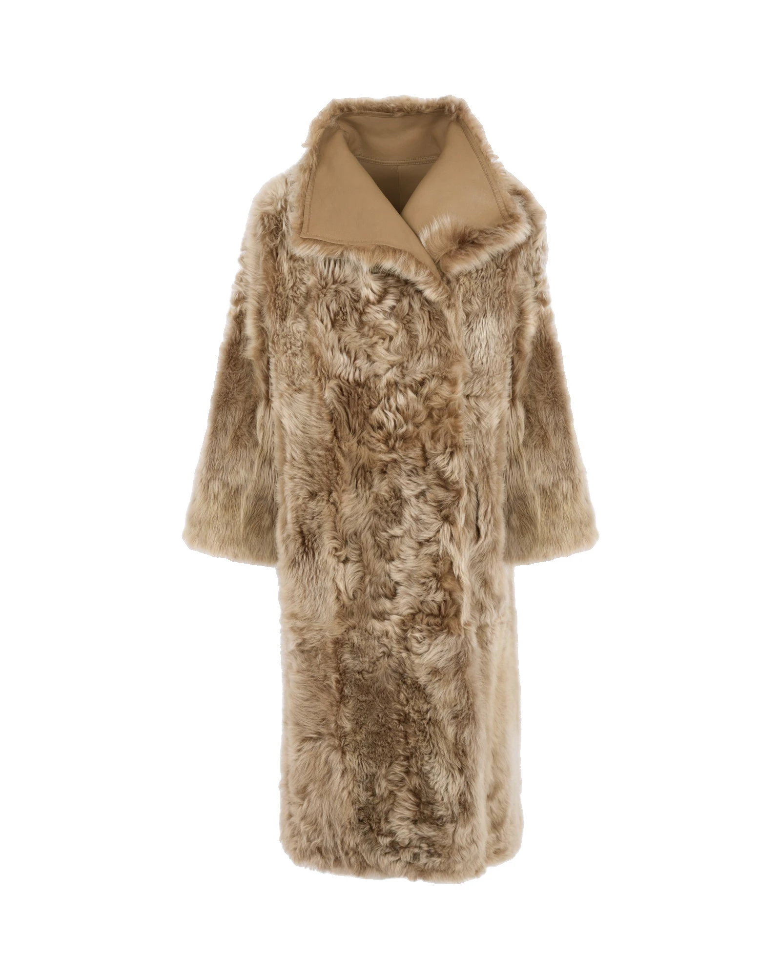 Yves Salomon Long Reversible Toscana Lambskin Shearling Coat in Camel Yves Salomon Long Reversible Toscana Lambskin Shearling Coat in Camel | Shearling Coat | Coveti