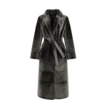 Yves Salomon Long Reversible Toscana Lambskin Shearling Coat in Light Khaki | Women | Coveti