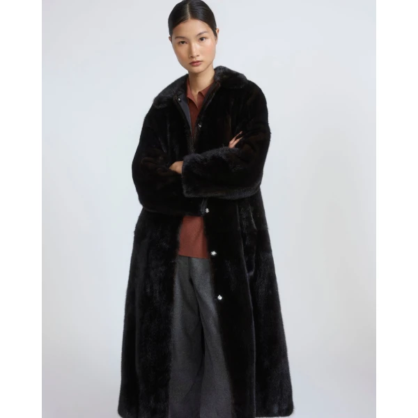 Yves Salomon Long Reversible Water-Repellent and Mink Fur Coat in Black | Coats | Coveti