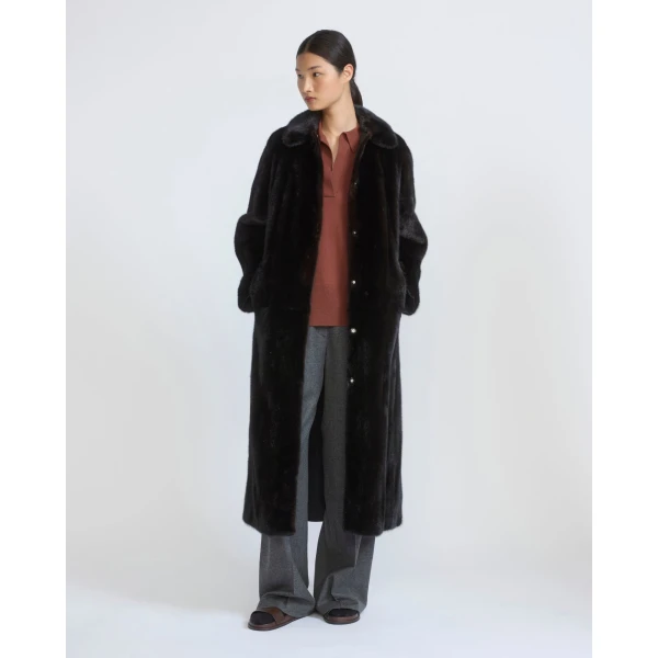 Yves Salomon Long Reversible Water-Repellent and Mink Fur Coat in Black | Coats | Coveti