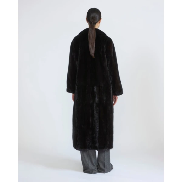 Yves Salomon Long Reversible Water-Repellent and Mink Fur Coat in Black | Coats | Coveti