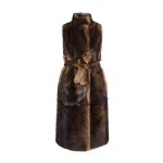 Yves Salomon Long Sleeveless Toscana Lambskin Gilet in Dark Brown | Vests | Coveti
