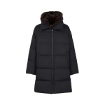 Yves Salomon Long Water-Repellent Down Jacket with Mink Fur Bib in Black | Coats | Coveti
