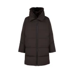 Yves Salomon Long Water-Repellent Down Jacket with Mink Fur Bib in Brown | Coats | Coveti