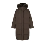 Yves Salomon Long Waterproof Down Jacket with Fox Fur Hood Trim in Charcoal | Coats | Coveti