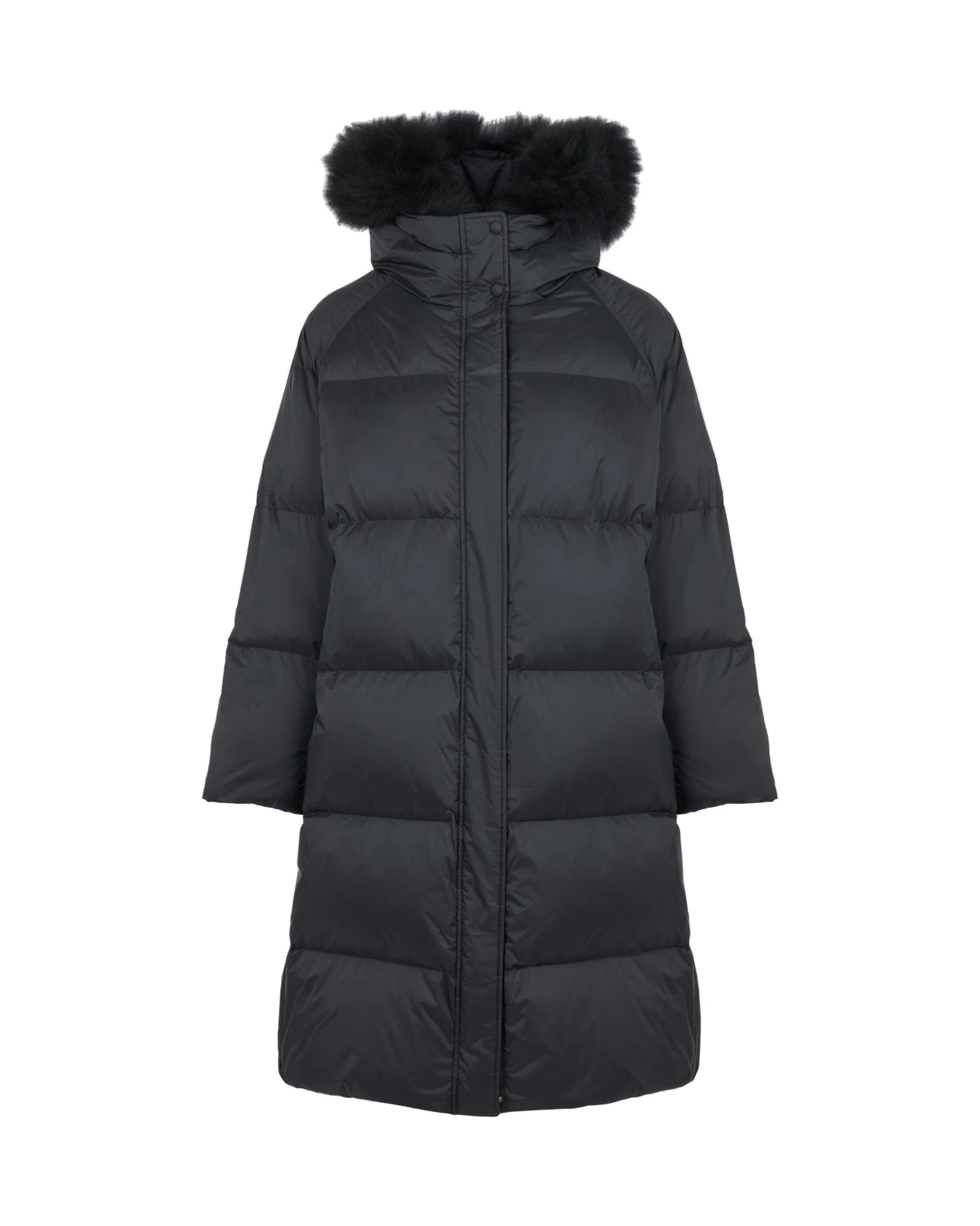 Yves Salomon Long Waterproof Down Jacket with Lambskin Hood Trim in Black Yves Salomon Long Waterproof Down Jacket with Lambskin Hood Trim in Black | Coats | Coveti