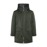 Yves Salomon Long Waterproof Wool-Blend Parka with Shearling Hood in Dark Khaki | Men Clothing | Coveti