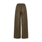 Yves Salomon Loose Fit Flannel Trousers with Elasticated Waistband in Brown | Wide leg pants | Coveti