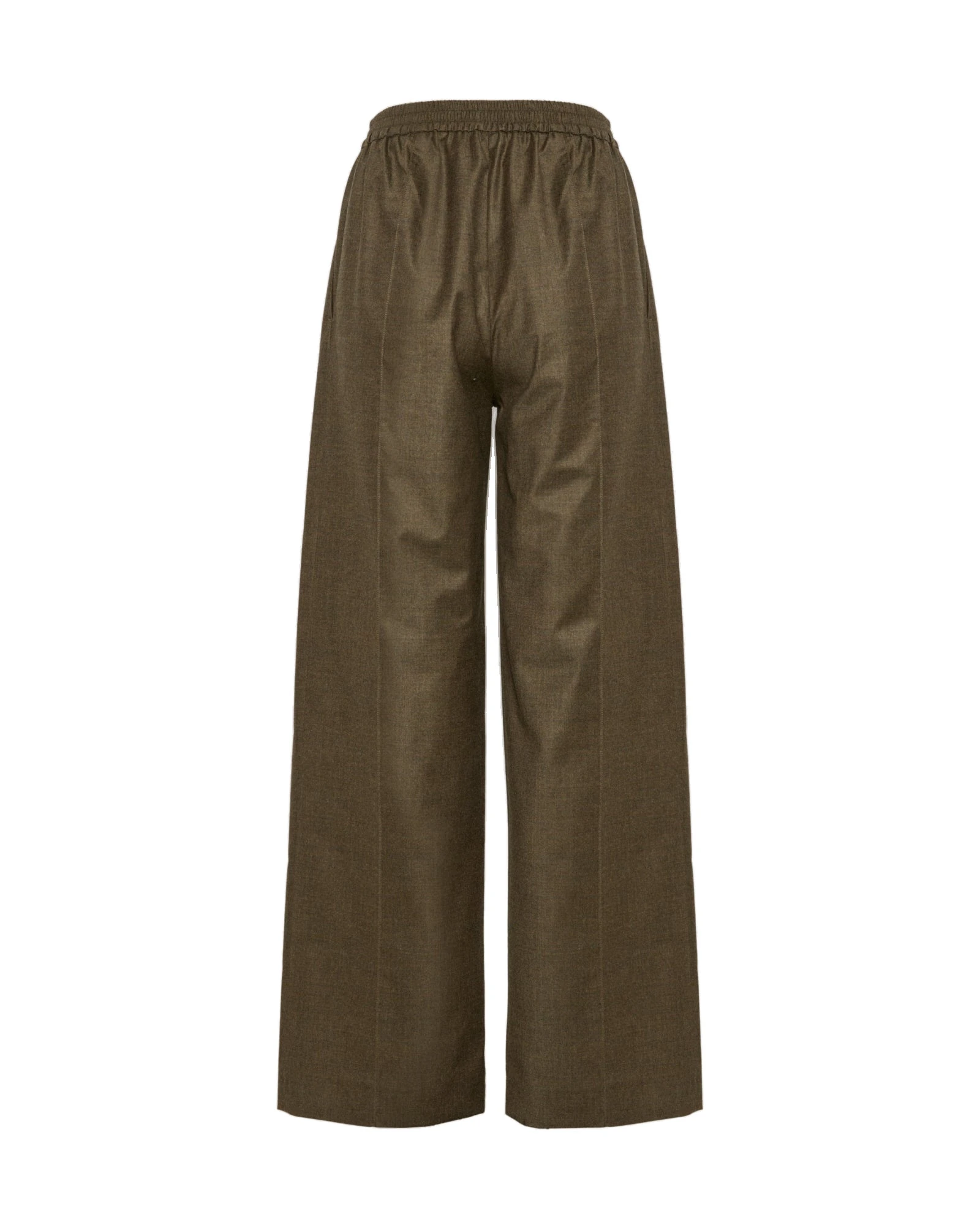 Yves Salomon Loose Fit Flannel Trousers with Elasticated Waistband in Brown Yves Salomon Loose Fit Flannel Trousers with Elasticated Waistband in Brown | Wide leg pants | Coveti