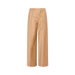 Yves Salomon Loose Fit Flannel Trousers with Elasticated Waistband in Camel | Women | Coveti