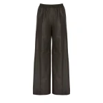 Yves Salomon Loose Lambskin Leather Trousers in Brown | Women | Coveti