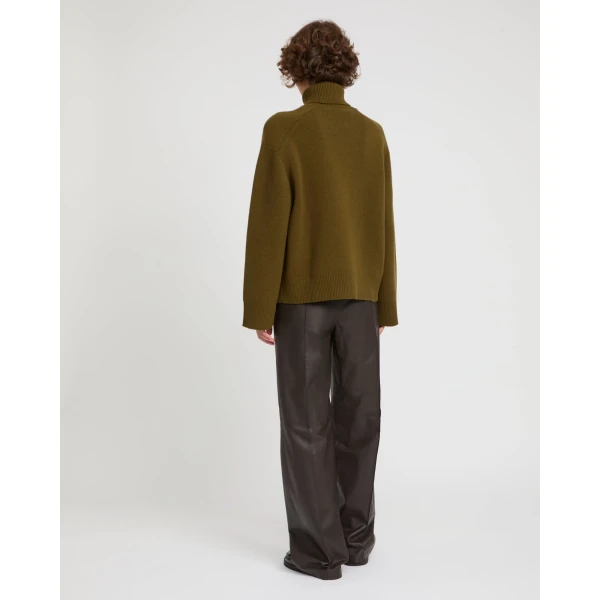 Yves Salomon Loose Lambskin Leather Trousers in Brown | Wide leg pants | Coveti