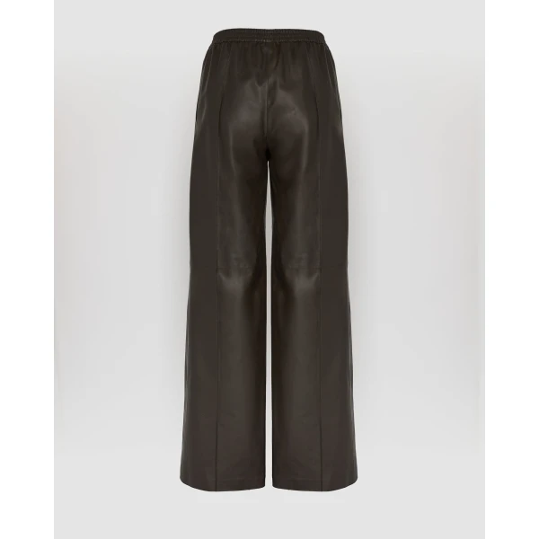 Yves Salomon Loose Lambskin Leather Trousers in Brown | Wide leg pants | Coveti