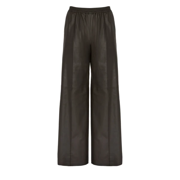 Yves Salomon Loose Lambskin Leather Trousers in Brown | Women | Coveti
