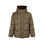 Yves Salomon Loro Piana Flannel Down Jacket with Removable Mink Bib in Earth Brown | Men Jackets | Coveti