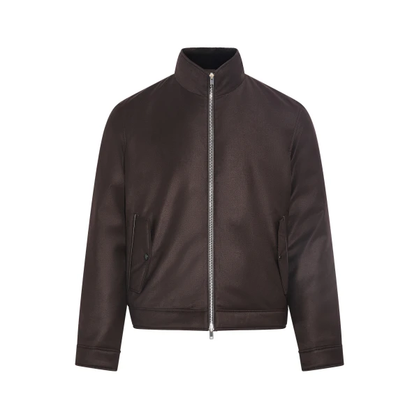 Loro Piana Waterproof Down Jacket with Plucked Mink Collar in Brown