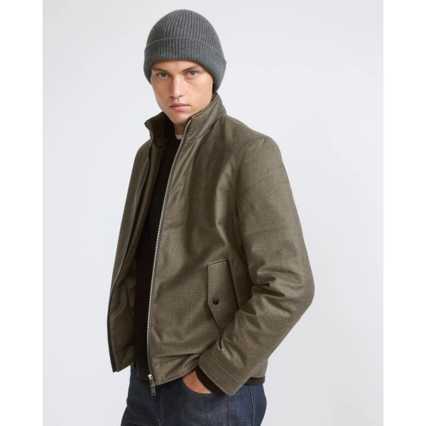 Yves Salomon Loro Piana Waterproof Down Jacket with Plucked Mink Collar in Earth Brown | Men's Jackets | Coveti