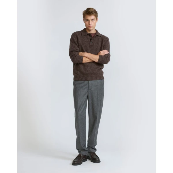Yves Salomon Loro Piana Wool and Cashmere Flannel Chinos in Anthracite | Men's Trousers | Coveti
