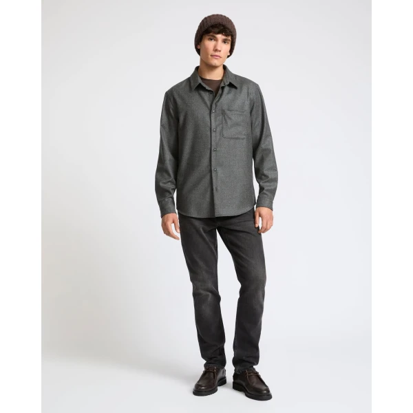 Yves Salomon Loro Piana Wool and Cashmere Flannel Overshirt in Anthracite | Men's Shirts | Coveti