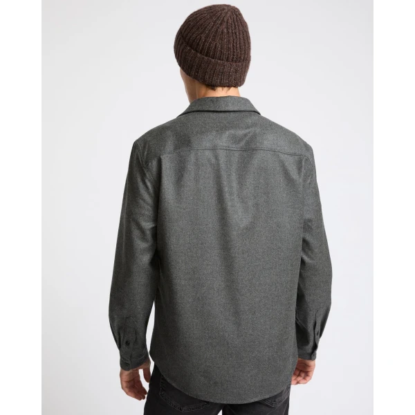 Yves Salomon Loro Piana Wool and Cashmere Flannel Overshirt in Anthracite | Men's Shirts | Coveti