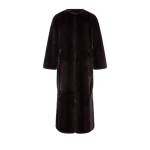 Yves Salomon Maxi Belted Coat in Long-Haired Mink Fur in Bordeaux | Mink Coats | Coveti