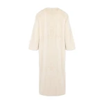 Yves Salomon Maxi Belted Coat in Long-Haired Mink Fur in White | Mink Coats | Coveti