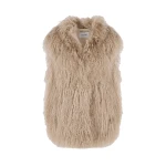 Yves Salomon Merino Knit Gilet with Curly Long-Haired Lambskin in Beige | Vests | Coveti