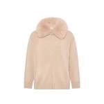 Yves Salomon Merino Knit Jacket with Fox Fur Collar in Beige | Jackets | Coveti