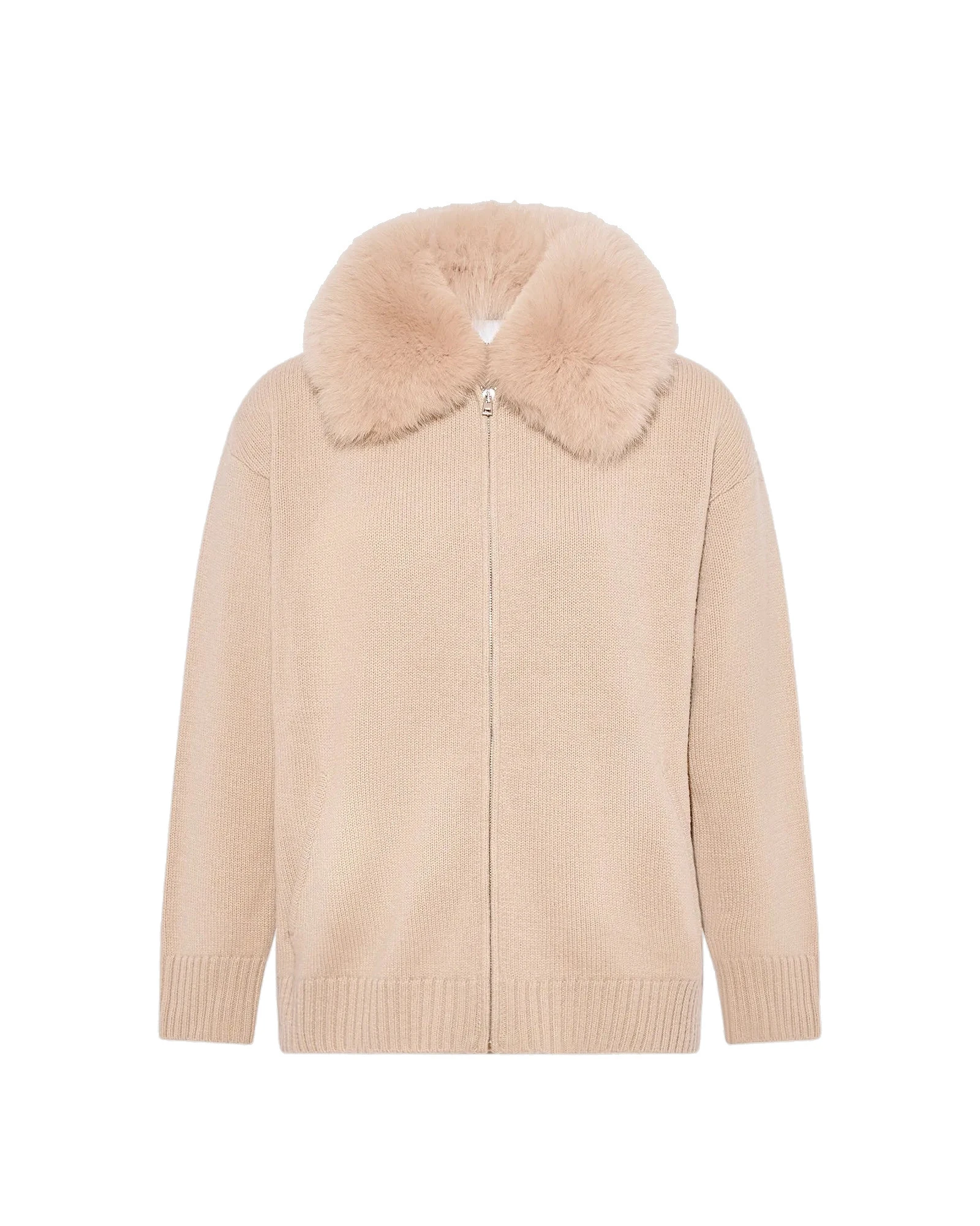 Yves Salomon Merino Knit Jacket with Fox Fur Collar in Beige Yves Salomon Merino Knit Jacket with Fox Fur Collar in Beige | Jackets | Coveti
