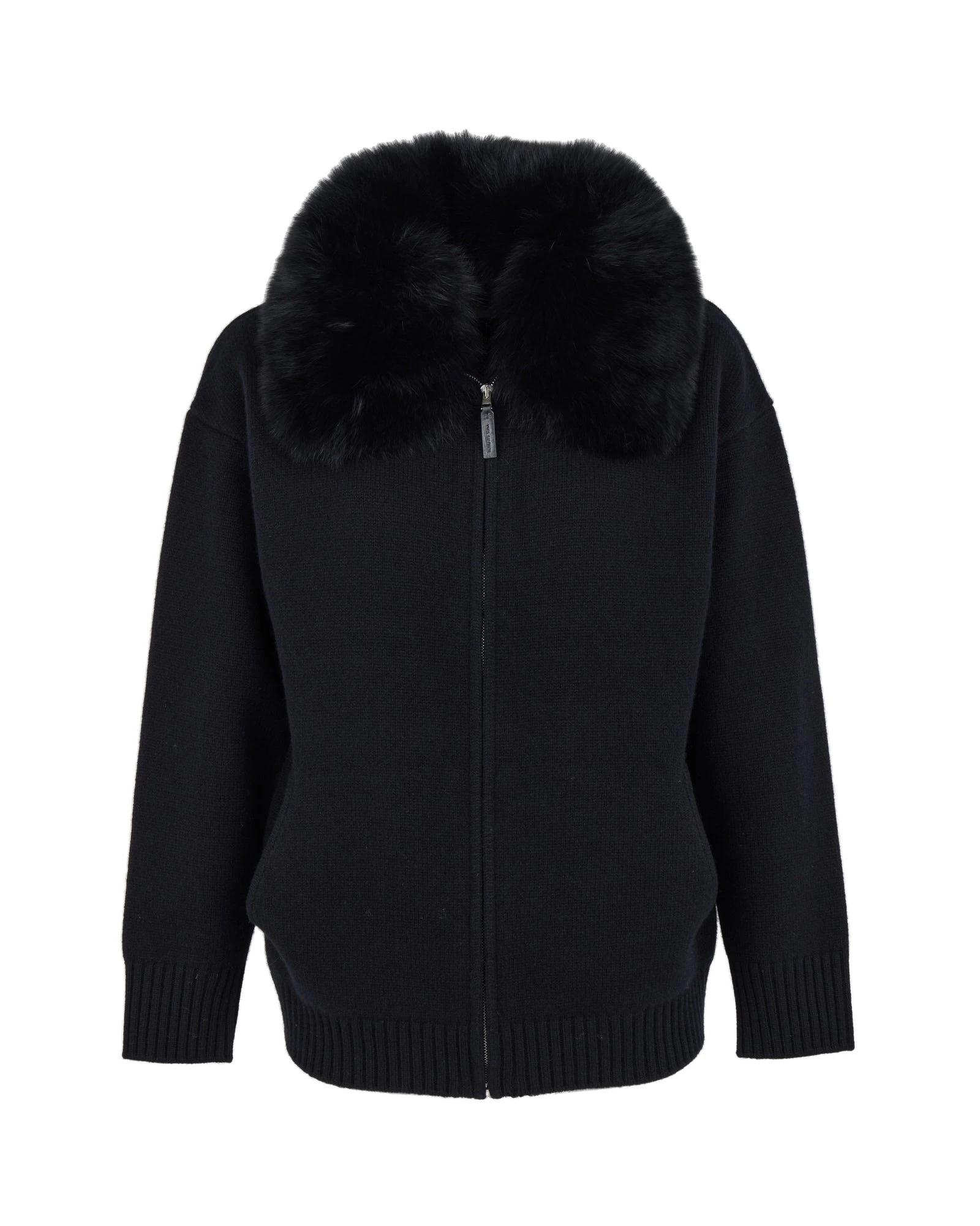 Yves Salomon Merino Knit Jacket with Fox Fur Collar in Black Yves Salomon Merino Knit Jacket with Fox Fur Collar in Black | Jackets | Coveti