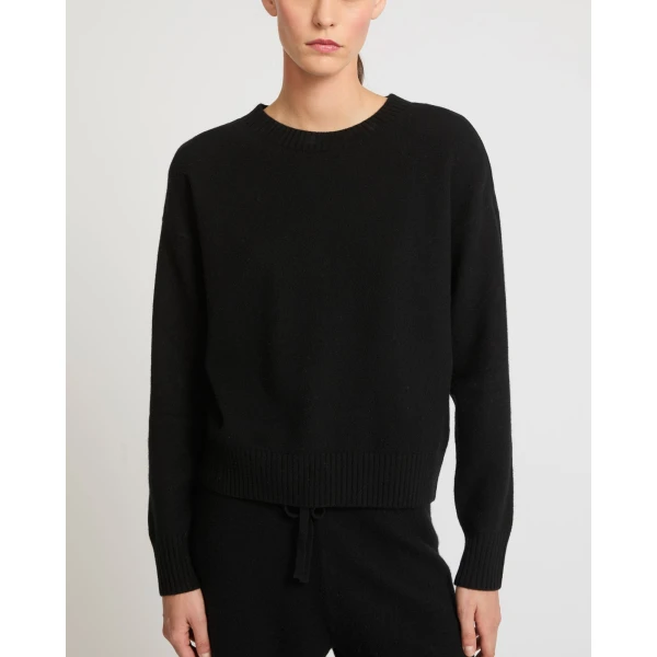 Yves Salomon Merino Knit Jumper in Black | Sweaters | Coveti