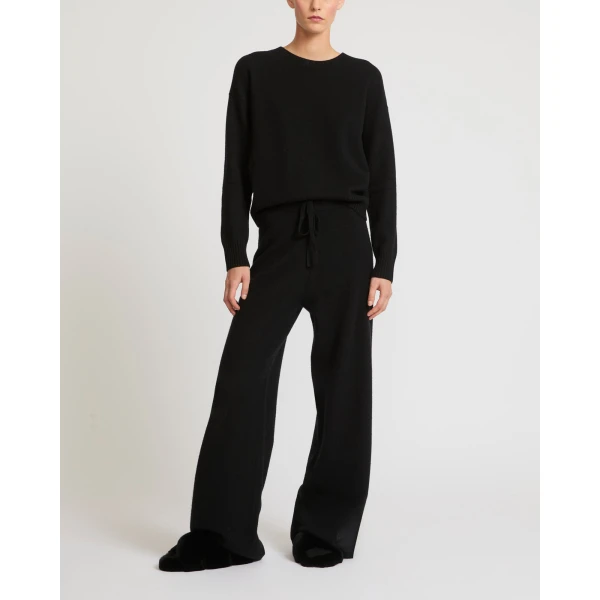 Yves Salomon Merino Knit Jumper in Black | Sweaters | Coveti