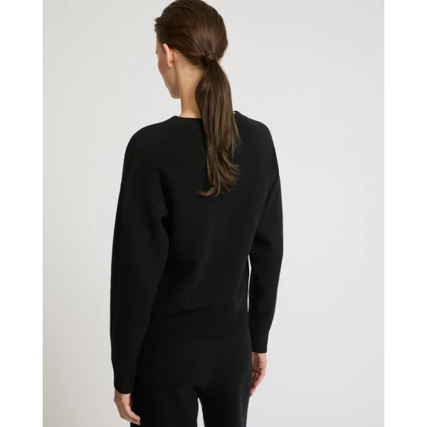 Yves Salomon Merino Knit Jumper in Black | Sweaters | Coveti
