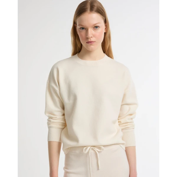 Yves Salomon Merino Knit Jumper in White | Sweaters | Coveti