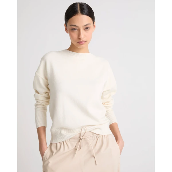Yves Salomon Merino Knit Jumper in White | Sweaters | Coveti