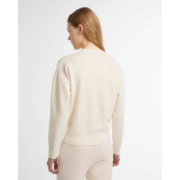 Yves Salomon Merino Knit Jumper in White | Sweaters | Coveti