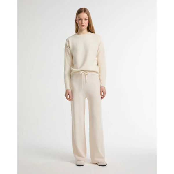 Yves Salomon Merino Knit Jumper in White | Sweaters | Coveti
