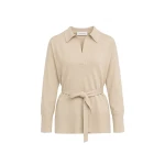 Yves Salomon Merino Knit Polo Shirt in Beige | Women | Coveti