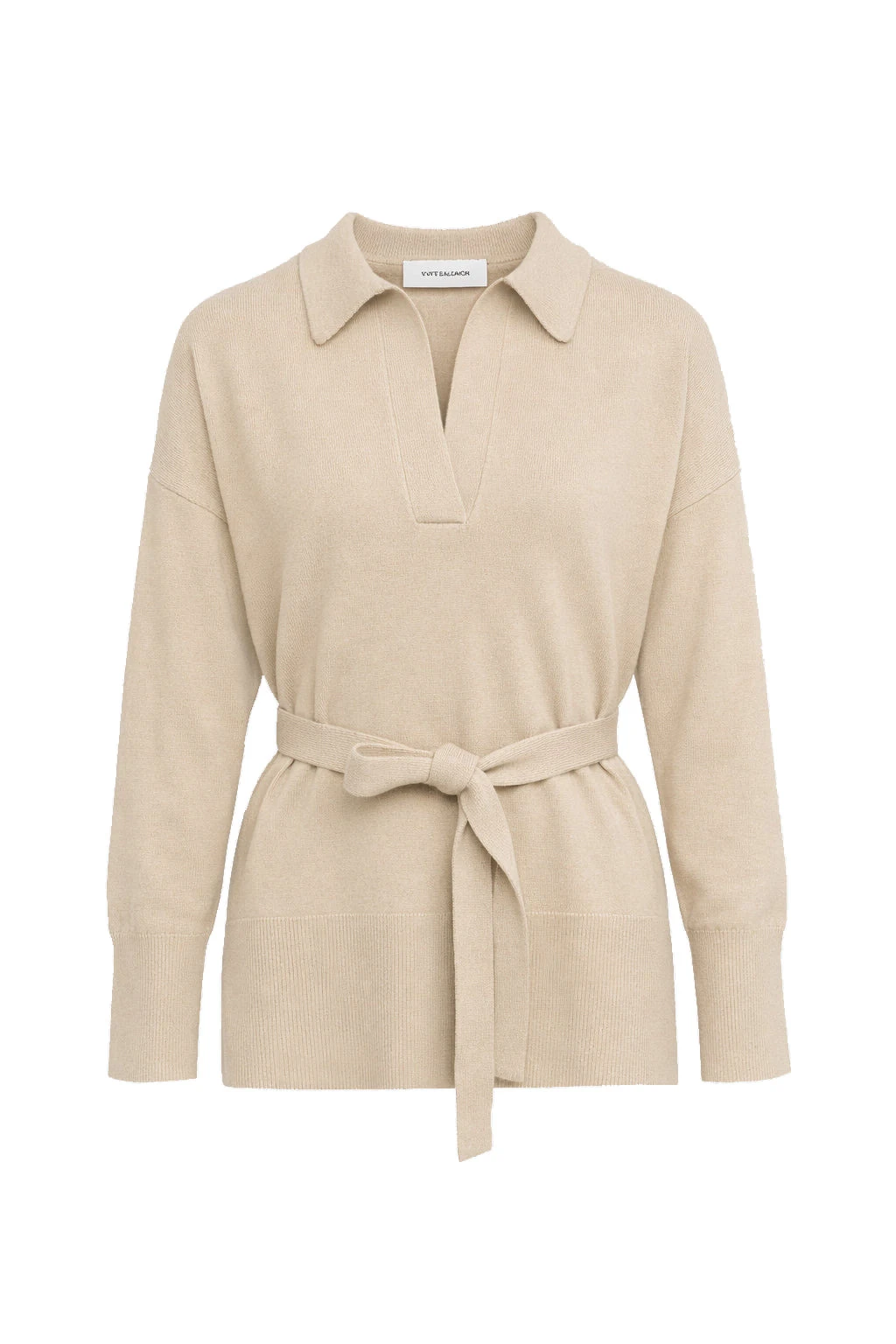 Yves Salomon Merino Knit Polo Shirt in Beige Yves Salomon Merino Knit Polo Shirt in Beige | Women | Coveti