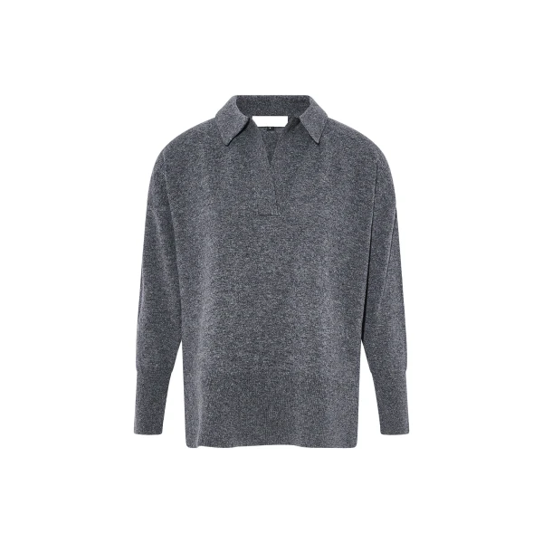 Merino Knit Polo Shirt in Blue Grey