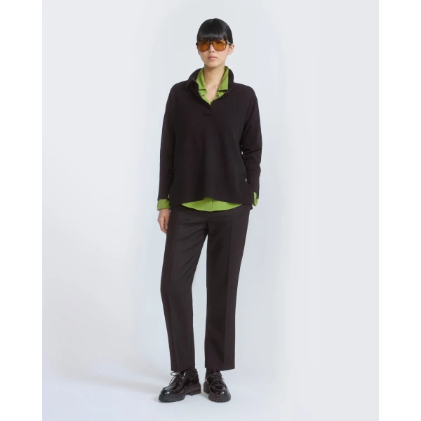 Yves Salomon Merino Knit Polo Shirt in Brown | Sweaters | Coveti