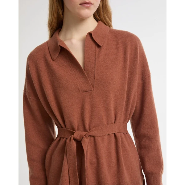 Yves Salomon Merino Knit Polo Shirt in Brown | Sweaters | Coveti
