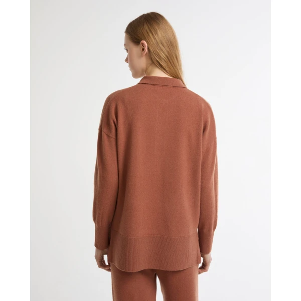 Yves Salomon Merino Knit Polo Shirt in Brown | Sweaters | Coveti