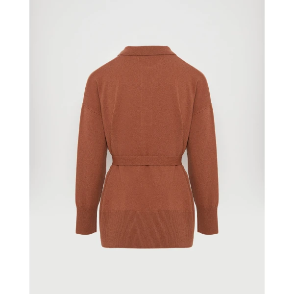 Yves Salomon Merino Knit Polo Shirt in Brown | Sweaters | Coveti
