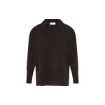 Yves Salomon Merino Knit Polo Shirt in Brown | Sweaters | Coveti