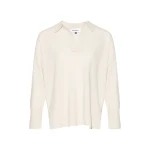 Yves Salomon Merino Knit Polo Shirt in White | Women | Coveti