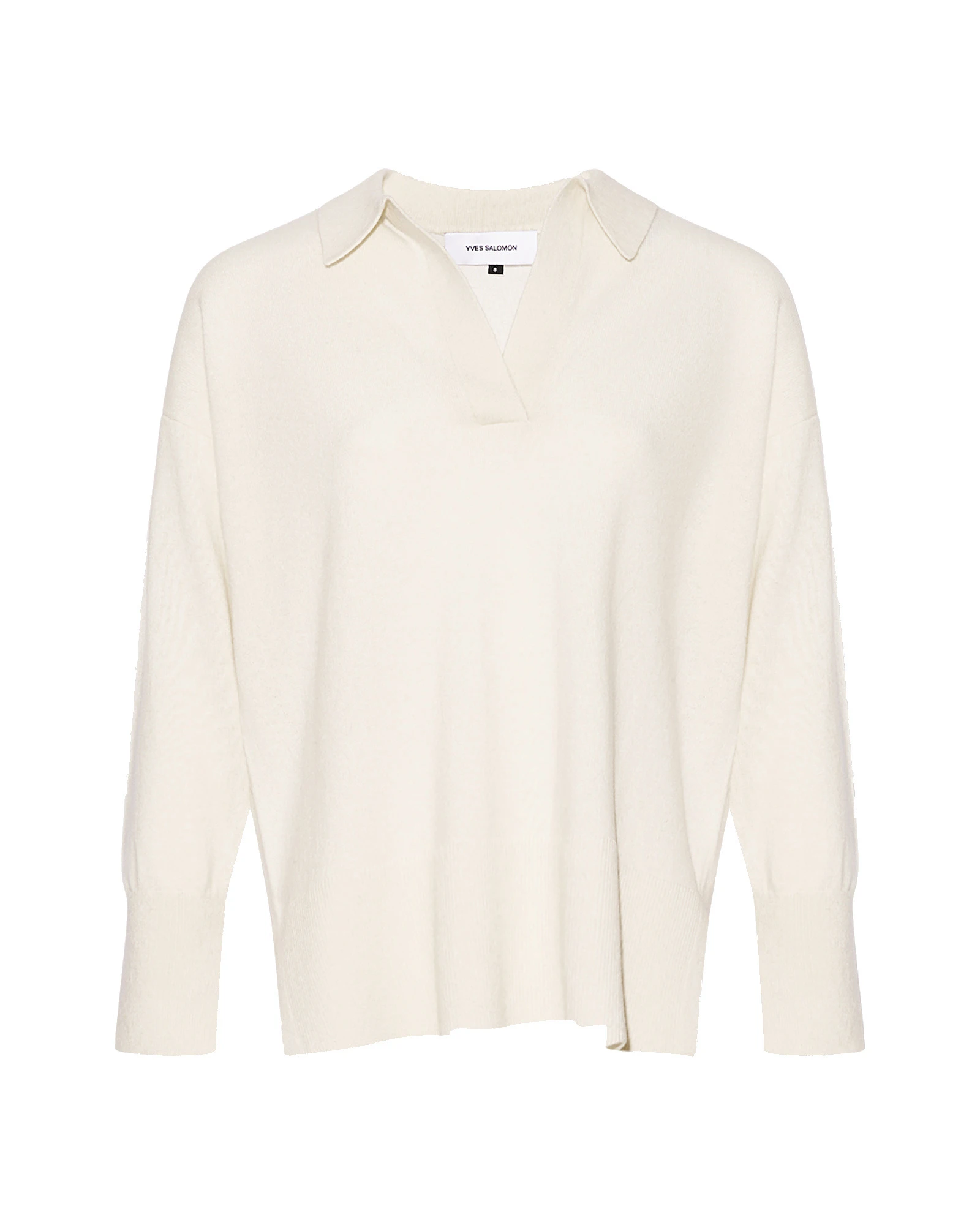 Yves Salomon Merino Knit Polo Shirt in White Yves Salomon Merino Knit Polo Shirt in White | Women | Coveti