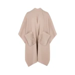 Yves Salomon Merino Knit Poncho with Mink Fur Pockets in Beige | Coats | Coveti