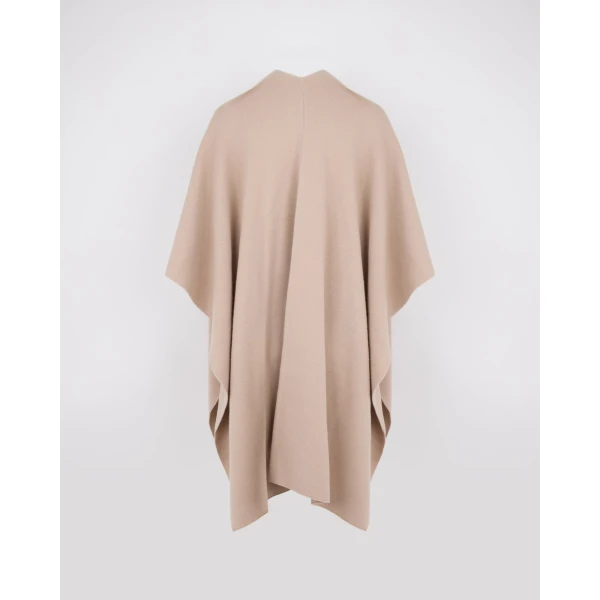 Yves Salomon Merino Knit Poncho with Mink Fur Pockets in Beige | Coats | Coveti