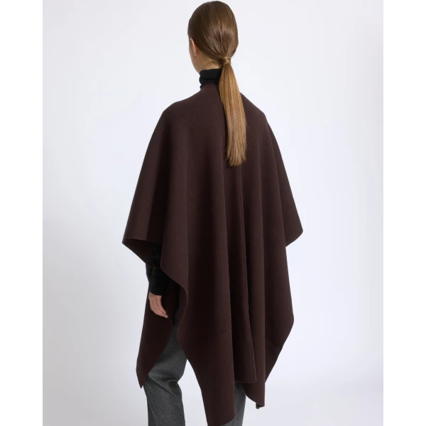 Yves Salomon Merino Knit Poncho with Mink Fur Pockets in Brown | Coats | Coveti